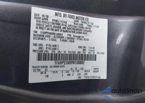 2009 Ford Focus Se from USA, damaged, VIN 1FAHP35N09W108882